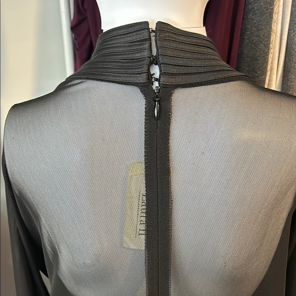 Elegant Black V-Neck Striped Blouse, sheer in the back. 
NWT in size 2X